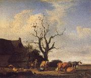 VELDE, Adriaen van de A Farm with a Dead Tree oil on canvas